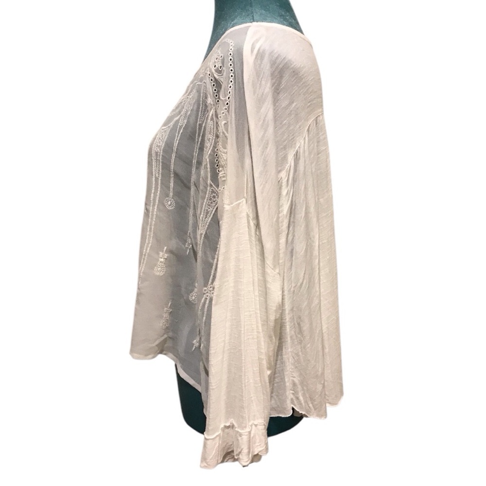 Free People Boho White Embroidered Blouse - Picture 2 of 6